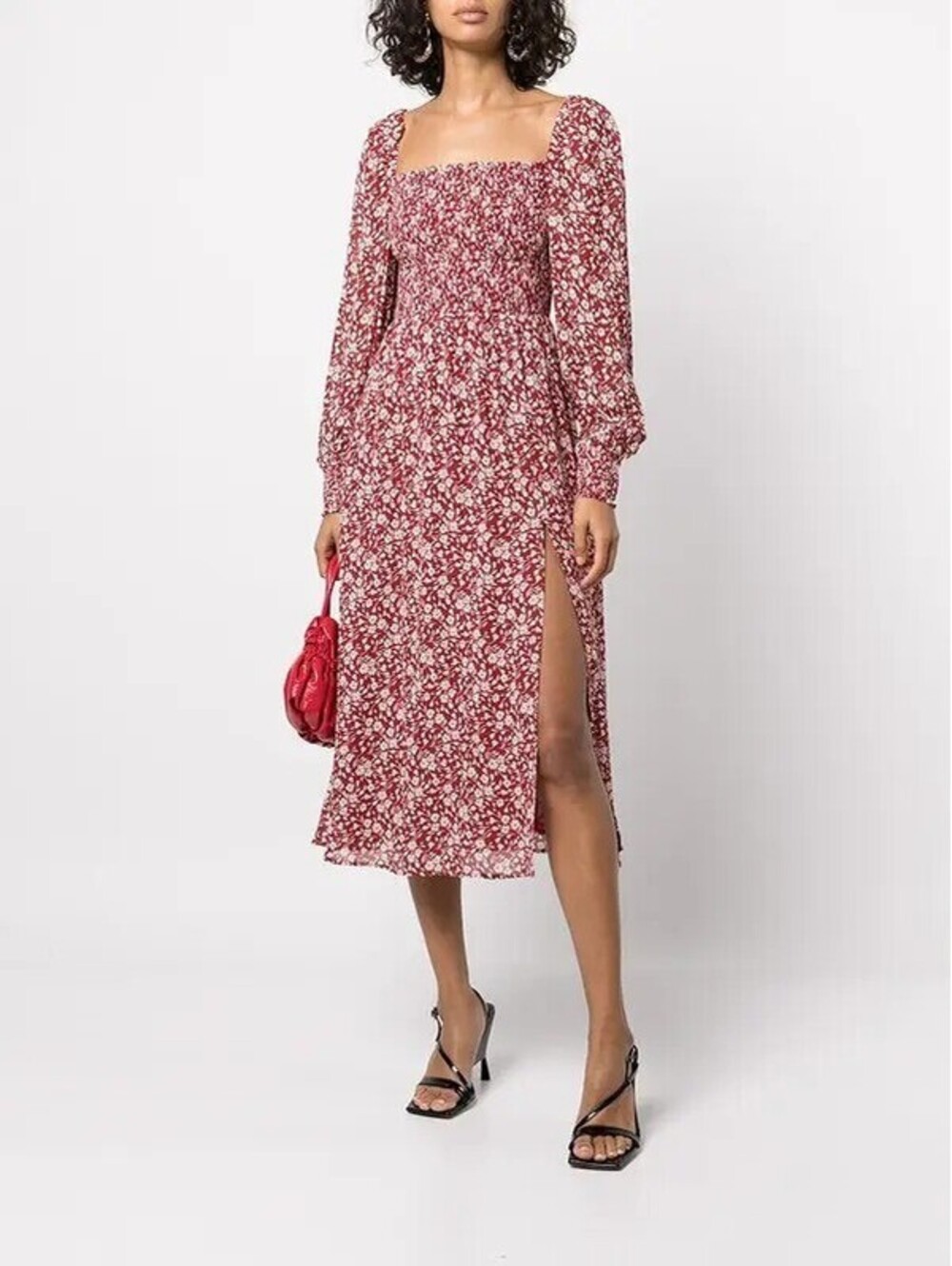 Reformation Cello Smocked Long Sleeve Midi Dress XS NWOT
